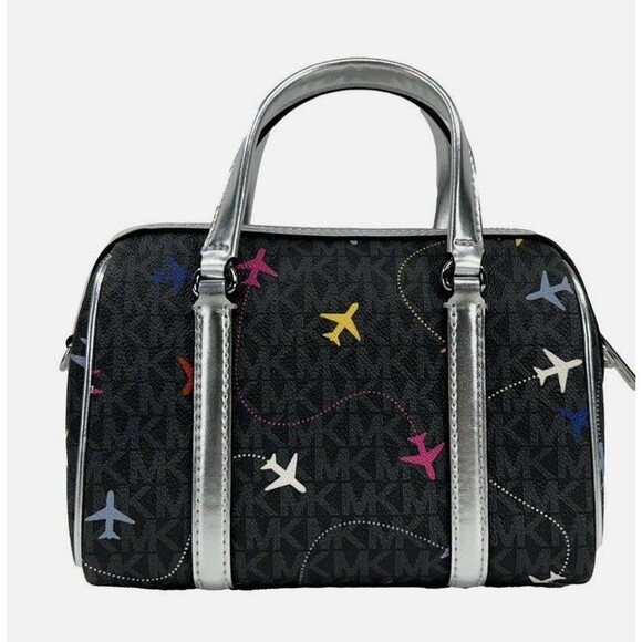 New Michael Kors Travel Small Duffle Crossbody Black Multi - Picture 3 of 6